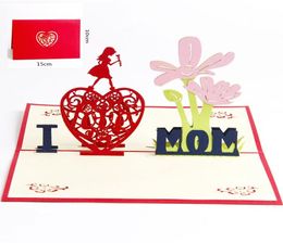 Love MoM Gifts Thank you Greeting Cards with Envelope Festival Flowers Laser Cut Hollow Handmade 3D pop up Mothers Day Postcards9635347