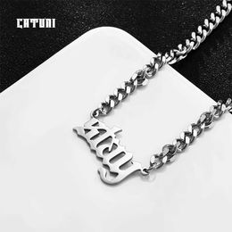 Chains Catuni Kpop Necklace Stainless Steel Stay Pendant Cuban Link Chain Popular collar Accessories Jewellery Gift for Friends Women Men d240509