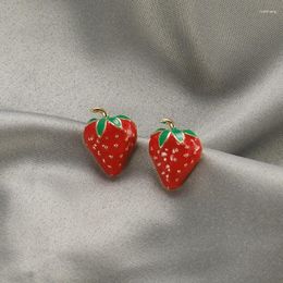 Stud Earrings Fashion Simple Acrylic Strawberry Pendant Quality Drop For Girls Women Gift Lovely Jewelry