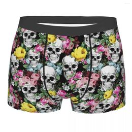 Underpants Rose Flower Skull Pattern Underwear Men Printed Customised Halloween Gothic Boxer Briefs Shorts Panties Soft