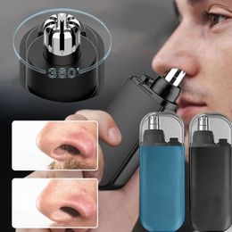 Nose Hair Trimmer USB Charging Dual-Edge Blades Electric Portable Men Mini Nose Hair Trimmer Face Care Kit Tools 7000 RPM 240509