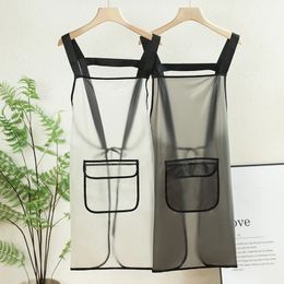 Antifouling Oilproof TPU Kitchen Apron Waterproof Transparent Household Cleaning Aprons Painting Nails Beauty Makeup Pinafore 240508