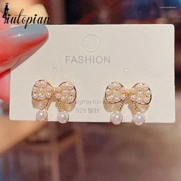 Stud Earrings Iutopian Arrival Fashion Simple Bow Mini Pearl For Women S925 Needle Anti Allergy Daily Jewelry #HJ113