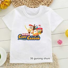 T-shirts Lets go! Lets go! Cory Carson and Friends T-shirt Cute Cartoon Printed Childrens Summer T-shirt Boys/Girls Universal T-shirt White TopL2405