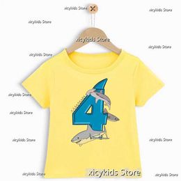 T-shirts 3-9-year-old birthday T-shirt for boys great white shark T-shirt gift for childrens birthday T-shirt custom name cute childrens T-shirt wholesaleL2405