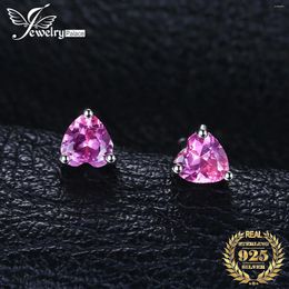 Stud Earrings JewelryPalace Love Heart Created Pink Sapphire 925 Sterling Silver For Women Gemstone Fine Jewellery Birthday Gift