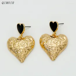 Dangle Earrings Metal Two Hearts Enamel Post For Women Hammered Vintage Styles Fashion Jewellery Party Accessories Gifts C1642