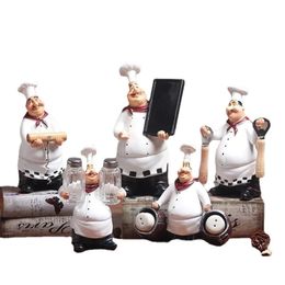 1pc Retro Chef Model Ornament Resin Crafts Mini Chef Figurines White Top Hat Cooking Home Decor 240508