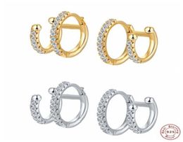 Hoop Huggie Fine Jewellery Real 925 Sterling Silver Luxury Bling Zircon Earring For Women Girls CZ Loops Earrings Pendientes Brinc188040366