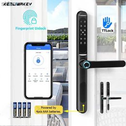 Smart Lock Fingerprint door lock waterproof Ttlock Bluetooth application digital password biometric smart lock for outdoor Aluminium sliding doors WX