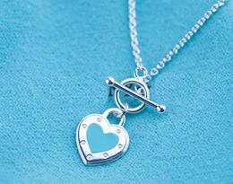 New Solid 925 sterling silver brand Fashion Enamel Love blue toggle tag Pendant Women's Necklaces Jewellery with Original logo bag gifts4949074