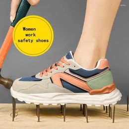 Boots Women's Steel Toe Work Safety Shoes Fashion Breathable Lightweight Non-slip Anti-smash Indestructible Sneakers For Women