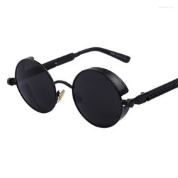 Sunglasses Black Round Steampunk Men Fashion Brand Designer Luxury Classic Retro Mirror Sun Glasses Women Circle Oculos 222O