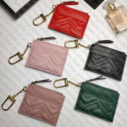 627064 Marmont Keychain Wallet Designer Womens Slim Zipped Coin Purse Key Pouch Pochette Cle Card Holder Case Bag Charm Accessoires 258V