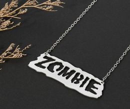 Pendant Necklaces Creative Zombie Letter Hollow Necklace Men039s Hip Hop Punk Style Stainless Steel Rapper Costume Jewelry Tren4955758