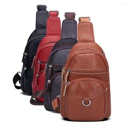 Waist Bags Women Vintage Genuine Leather Satchel Shoulder Sling Small Chest Bag Pack Travel Hiking Sports Backpack Cross Body