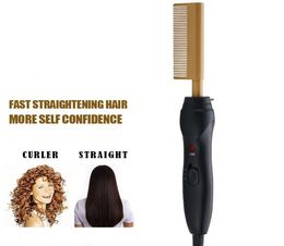 high heat hair curling straightener copper comb Electric Amazon sell curl Comb gold Heat Pressing Comb4483163