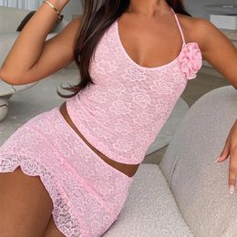 Work Dresses Sexy Women 2 Piece Short Mini Skirts Set Y2k Sleeveless Spaghetti Strap Cami Crop Top Bodycon Party Club Outfits