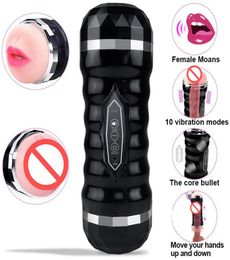 Realistic Artificial Vagina Oral Massager Vibrator Dual Hole Male Masturbation Cup Deep Throat Sucking Sex Toys4693971