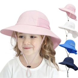 Caps Hats 2024 Summer Baby Hat Beach Sunscreen Neck Childrens Bucket Hat Girls Adjustable Childrens Hat Baby Accessories 6M-6Y d240509