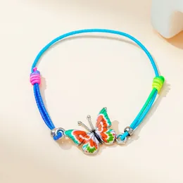 Charm Bracelets Cute Colorful Butterfly Adjustable Elastic String Bracelet For Women Girls Friend