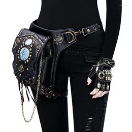 Waist Bags High Quality PU Leather Travel Leg Bag Steampunk One Shoulder Slanting Chain Strip Women Designer Packs