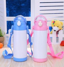 12oz Sublimation Sippy Cup Stainless Steel Water Bottle with Straw Rope Double Wall Insulated Silicone Nozzle Children Cup A039782307