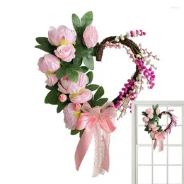 Decorative Flowers Heart Shaped Flower Wreath Romantic In Shape Sunproof Fauxl With Bright Colours For Balcony Bedroom Front