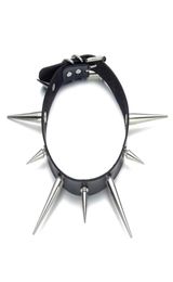 Chokers Big Spike Choker Punk Faux Leather Collar For Women Men Cool Chunky Rivets Studded Chocker Goth Style Necklace Accessories9287936