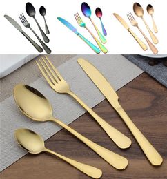 Stainless steel Gold Flatware Sets Spoon Fork Knife Tea Spoon Dinnerware Set Kitchen Bar Utensil Kitchen supplies DHL WX93771528719