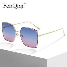 Sunglasses Fashion Vintage Metal Square Ocean Gradient Lens Glasses Men's Unisex Eyewear Shades Zonnebril Dames 268l