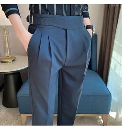 Men's Pants Men Naples Suit Spring High Waist Slim Fit Small Feet Ankle-Length Fashion Business Casual Italian Style Trousers