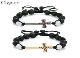 Ckysee Handmade Braided Macrame Bck ve Stone Beaded Bracelet Baseball Bracelet Jewellery For Women And Men16386205