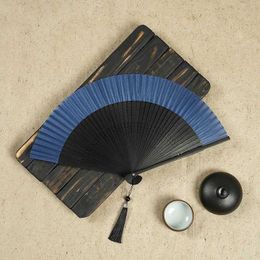 Chinese Style Products Retro Silk Cloth Bamboo Bone Folding Fan Chinese Style Simple But Elegant Patchwork Fan Hanfu Chi-pao Hand Fan Home Decor Crafts
