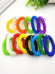 Keychain Colorful Spring Spiral Wrist Coil Key Chain Holder Wrist Band Key Ring Brelok Chaveiro Sleutelhanger Llaveros Para Mujer2713685