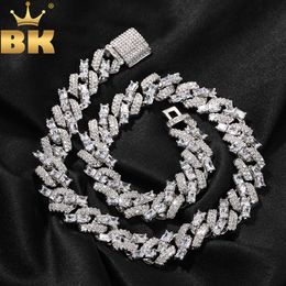 TBTK 13mm Miami Cuban Bracelet Necklace Prong Setting Mixed Round Baguettecz Choker Hiphop Jewelry for Gift