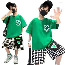 Clothing Sets 2024 Boys Summer Suit Kids Short Sleeve T-shirt Shorts 2pc Sports Casual Outfits For Teenage Boy 4-12Y