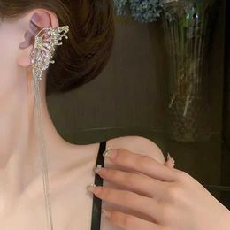 Dangle Chandelier Vintage Punk Metal Liquid Shape Butterfly Ear Cuff No Piercing Earring Fashion Exquisite Long Tassels Ear Clip for Women Jewellery