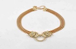 Wholale Jewellery Luxury Leopard Necklace Pendant Fashion Diamond gold cuban chain necklace8161091