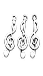 1000pcs 2510mm DIY Jewellery antique silver Colour Alloy treble clef art symbol Music note charms pendant for bracelet necklace2038073