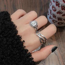 Cluster Rings Evimi 925 Silver Colour For Women Fashion Simple Multilayer Geometric Vintage Punk Thai Party Jewellery Gifts