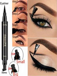 Cmaadu New Brand Liquid Eye Liner Pencil Make Up eye Pencil Waterproof Black Doubleended Makeup eyeshadow Stamp Eyeliner Pencil1489733