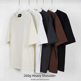 Men's T-Shirts Mens off shoulder T-shirt double yarn Solona anti-pilling short sleeve loose casual high quality fashion mens wearL2405