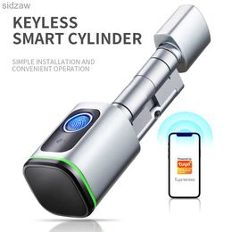 Smart Lock Euro Profile Lock Body Compatible Electronic Cylinder Tuya BLE APP Remote Unlock DIY Installation Keyless Fingerprint Smart Key WX