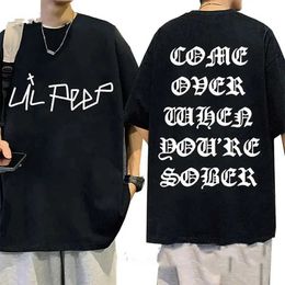 Men's T-Shirts 2024 Rapper Lil Pp Come Over When Youre Sober Tour T-Shirt Men Summer Cotton Tops Ts Casual Clothing Harajuku Strtwear T240506
