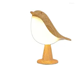 Table Lamps Simple Magpie Led Bedside Lamp Creative Touch Switch Wooden Bird Night Bedroom Decoration Home