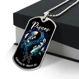 Pendant Necklaces Pisces Zodiac Dog Tag Necklace Anniversary Valentine's Day Birthday Gifts