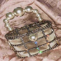 Women Luxury Designer Handbag Evening Bag Hollow Out Diamond Tote bag Banquet Party Clutch Wedding Cage Handbags 2022 281G