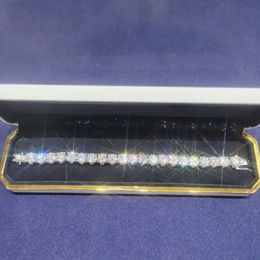 14K Gold plattiert hochwertige 9 -mm -VVS Moissanit -Tenniskette 925 Silberarmband für Frauen