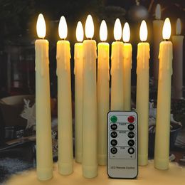 Pack of 9 LED Taper Candles Flicker Flames Timer Remote Batteryoperated Fake Wedding Candle Home Decoration Electronic 240430